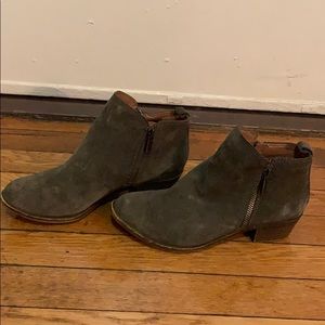 Leather suede olive booties lucky brand
